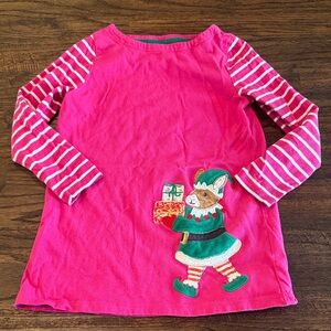 Size 6 Boden Pink Long Sleeve Kids Tee with Elf Design / Tunic